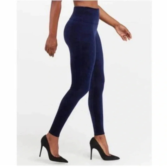 Spanx Blue Velvet Leggings Size Small NWT New - Picture 3 of 15